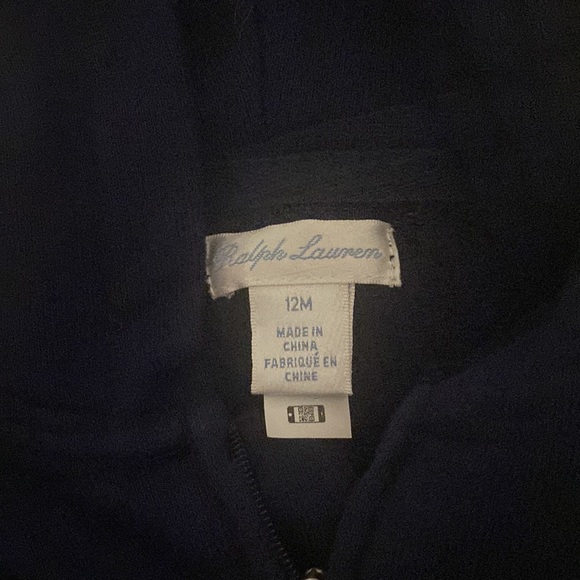 Ralph Lauren navy zip up hoodie with sweat pants size 12 months - Picture 2 of 5
